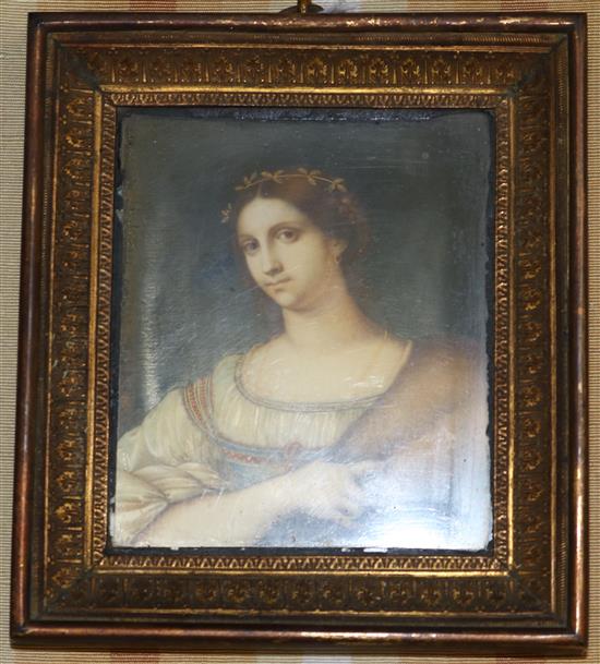 Italian School Miniature of a young woman 3.75 x 3in.